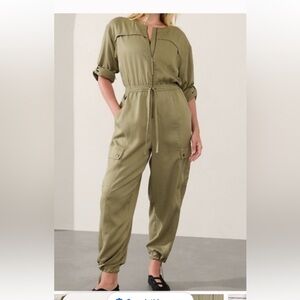 Athleta Celestial utility khaki cargo jumpsuit